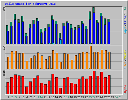 Daily usage for February 2013