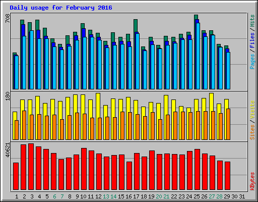 Daily usage for February 2016
