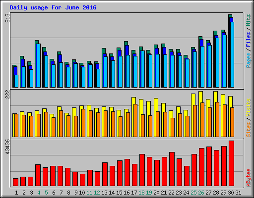 Daily usage for June 2016